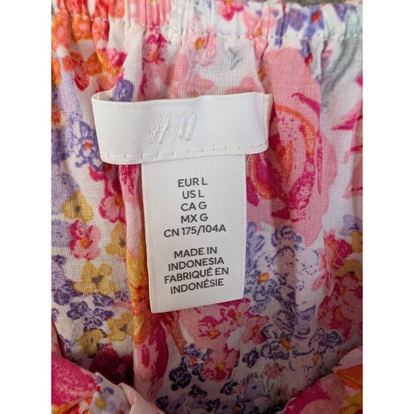 H&M Maxi Cotton Sun Dress Floral Flounced Size Large Ruffle Boho Bloom Cottage - Picture 3 of 11